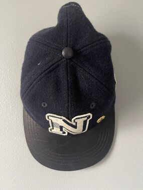 Aime Leon Dore Navy Baseball Cap with Cream Label and Gold Buckle